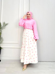 Wb4464-Puantiye Etek Takım-Pembe