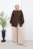 Wb6382-Kruvaze Tasarım Sweat-Kahverengi