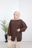 Wb6382-Kruvaze Tasarım Sweat-Kahverengi