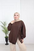 Wb6382-Kruvaze Tasarım Sweat-Kahverengi