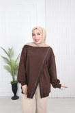 Wb6382-Kruvaze Tasarım Sweat-Kahverengi