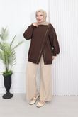 Wb6382-Kruvaze Tasarım Sweat-Kahverengi