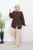 Wb6382-Kruvaze Tasarım Sweat-Kahverengi