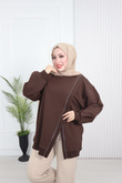 Wb6382-Kruvaze Tasarım Sweat-Kahverengi