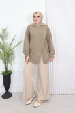 Wb6382-Kruvaze Tasarım Sweat-Krem