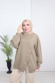 Wb6382-Kruvaze Tasarım Sweat-Krem
