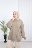 Wb6382-Kruvaze Tasarım Sweat-Krem