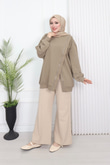 Wb6382-Kruvaze Tasarım Sweat-Krem