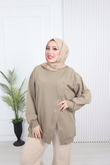 Wb6382-Kruvaze Tasarım Sweat-Krem