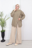 Wb6382-Kruvaze Tasarım Sweat-Krem