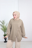 Wb6382-Kruvaze Tasarım Sweat-Krem