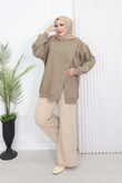 Wb6382-Kruvaze Tasarım Sweat-Krem