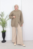Wb6382-Kruvaze Tasarım Sweat-Krem