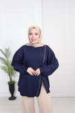 Wb6382-Kruvaze Tasarım Sweat-Lacivert