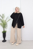 Wb6382-Kruvaze Tasarım Sweat-Siyah