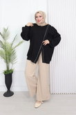 Wb6382-Kruvaze Tasarım Sweat-Siyah
