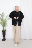 Wb6382-Kruvaze Tasarım Sweat-Siyah