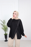 Wb6382-Kruvaze Tasarım Sweat-Siyah