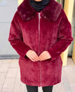 Wx0141-Angora Kürk Kaban-Bordo