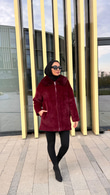Wx0141-Angora Kürk Kaban-Bordo