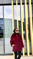 Wx0141-Angora Kürk Kaban-Bordo