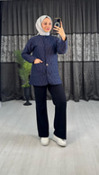 Wx1077-Capitone Ceket-Lacivert