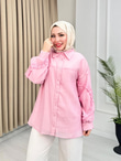 Yf2174-Lilya Fırfır Detaylı Gömlek-Pembe