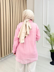 Yf2174-Lilya Fırfır Detaylı Gömlek-Pembe