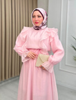 Ys6789-Safir Vual Elbise-Pembe