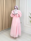 Ys6789-Safir Vual Elbise-Pembe