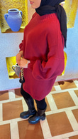 Yx5071-Basic Oversize Kazak-Bordo