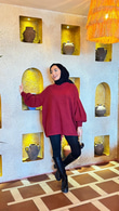Yx5071-Basic Oversize Kazak-Bordo