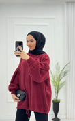 Yx5071-Basic Oversize Kazak-Bordo