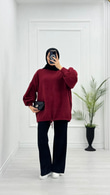 Yx5071-Basic Oversize Kazak-Bordo