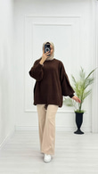 Yx5071-Basic Oversize Kazak-Kahverengi