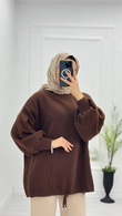 Yx5071-Basic Oversize Kazak-Kahverengi