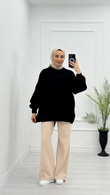 Yx5071-Basic Oversize Kazak-Siyah