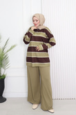 Zr8327-Çizgili Oysho Pantolon Takım-Yeşil