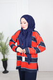 Zr8327-Çizgili Oysho Pantolonlu Takım-Lacivert