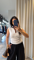 Beyaz İndica Bluz