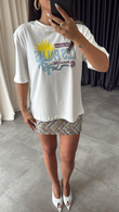 Beyaz Les Palms Baskılı T-shirt