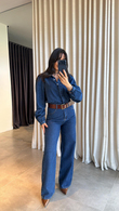 Denim Kemer Detaylı Tulum