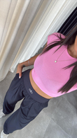 Dilvin Pembe T Kol Crop Bluz