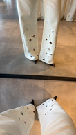 Ekru İşlemeli Denim