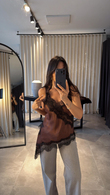 Kahve Lares Dantelli Top