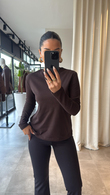 Kahve Uzun Kollu Basic T-shirt