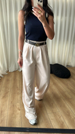 Krem rengi Saten Palazzo Pantolon