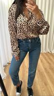 Leopar Desenli Saten Gömlek