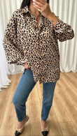 Leopar Desenli Saten Gömlek