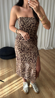 Leopar Straplez Tül Elbise